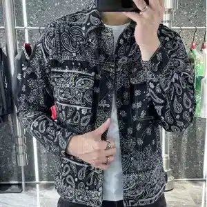 Veste Bandana Jean Homme Automne 2023 - Tendance Décontractée Vêtement